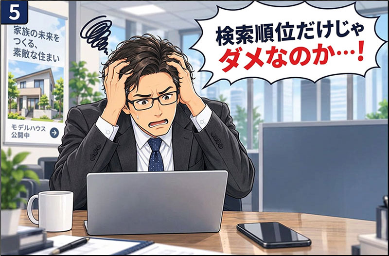 5コマ目：「検索順位だけじゃダメなのか…！」
